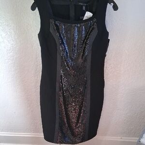 Carmen Marc Valvo Black Sequin Mini Dress